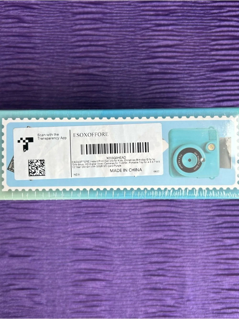 Purple Instant Print Camera for Kids